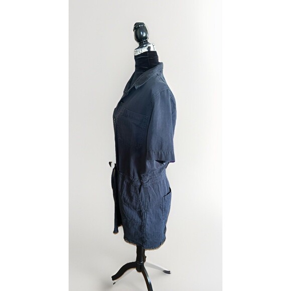 Lucky Brand Drawstring Cotton Dress Coveralls Fringed Hem Size Medium Festival - Picture 4 of 7